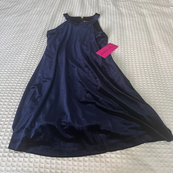 Betsey Johnson Navy Blue Velvet Swing Dress Size 4 New - Picture 2 of 7